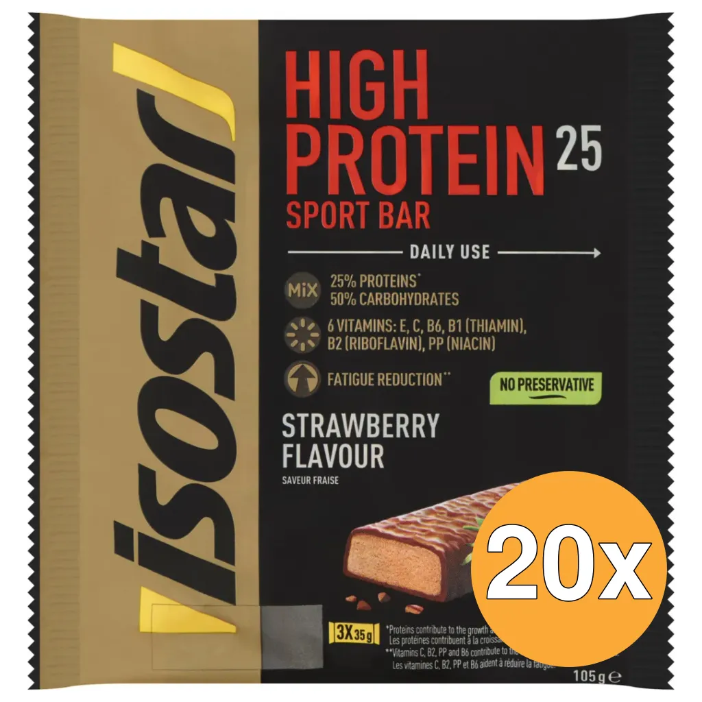 20x Isostar High Protein Reep Aardbei (105 gr)