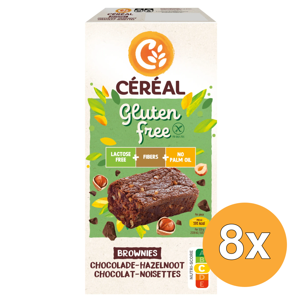 8x Céréal Brownies Chocolade & Hazelnoot (4 x 75 gr)
