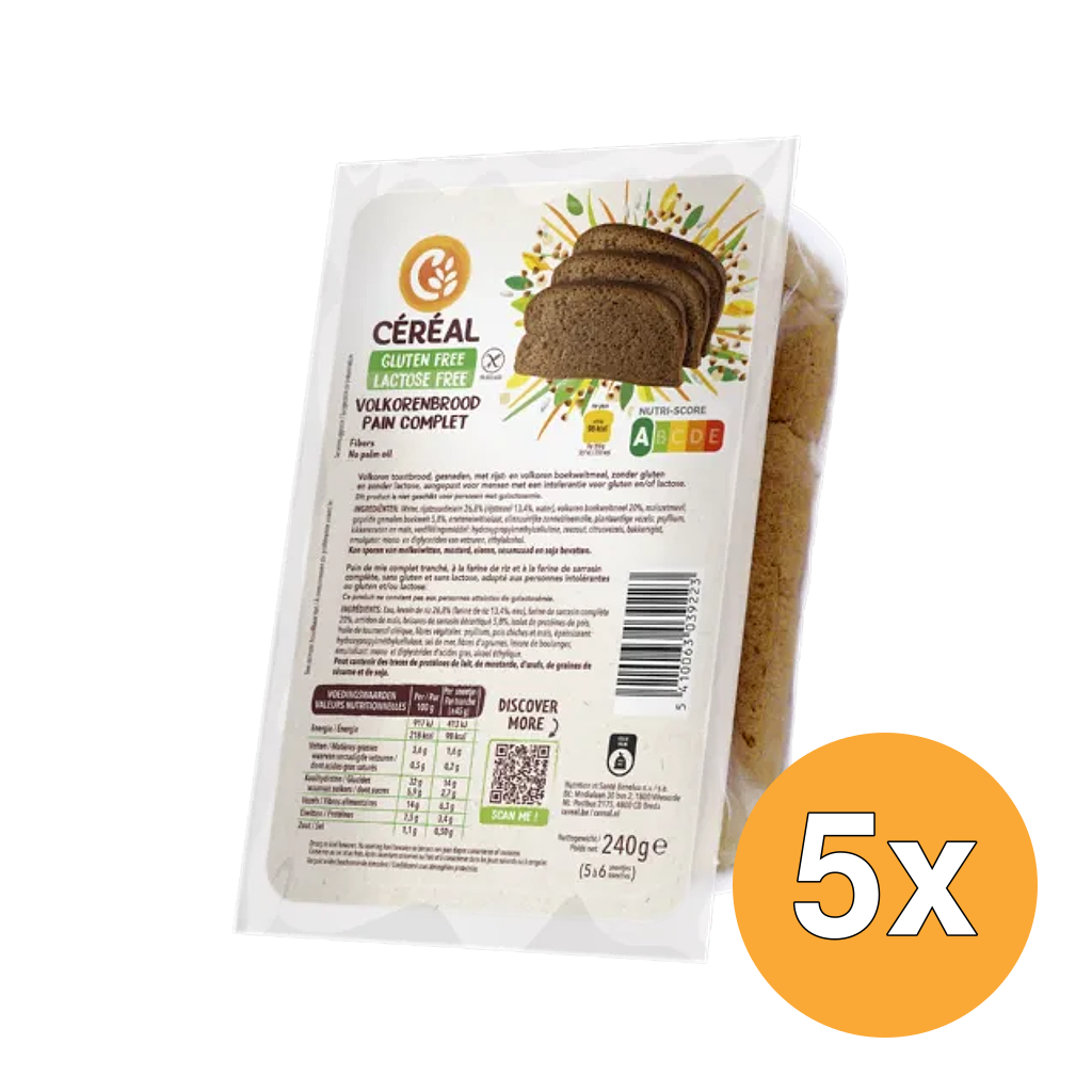 5x Céréal Volkorenbrood - Gluten- & Lactosefree (230 gr)