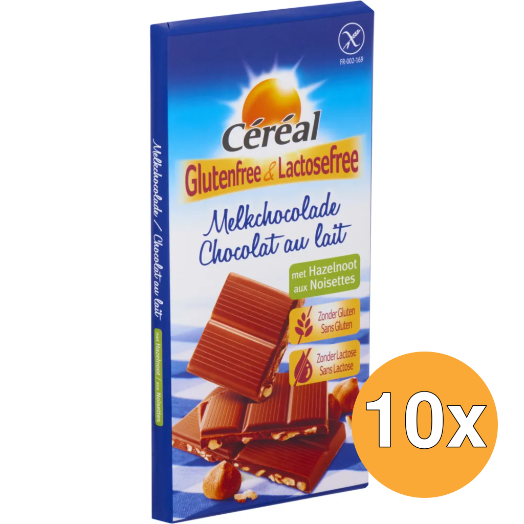 10x Céréal Melkchocolade Hazelnoot Glutenvrij (100 gr)