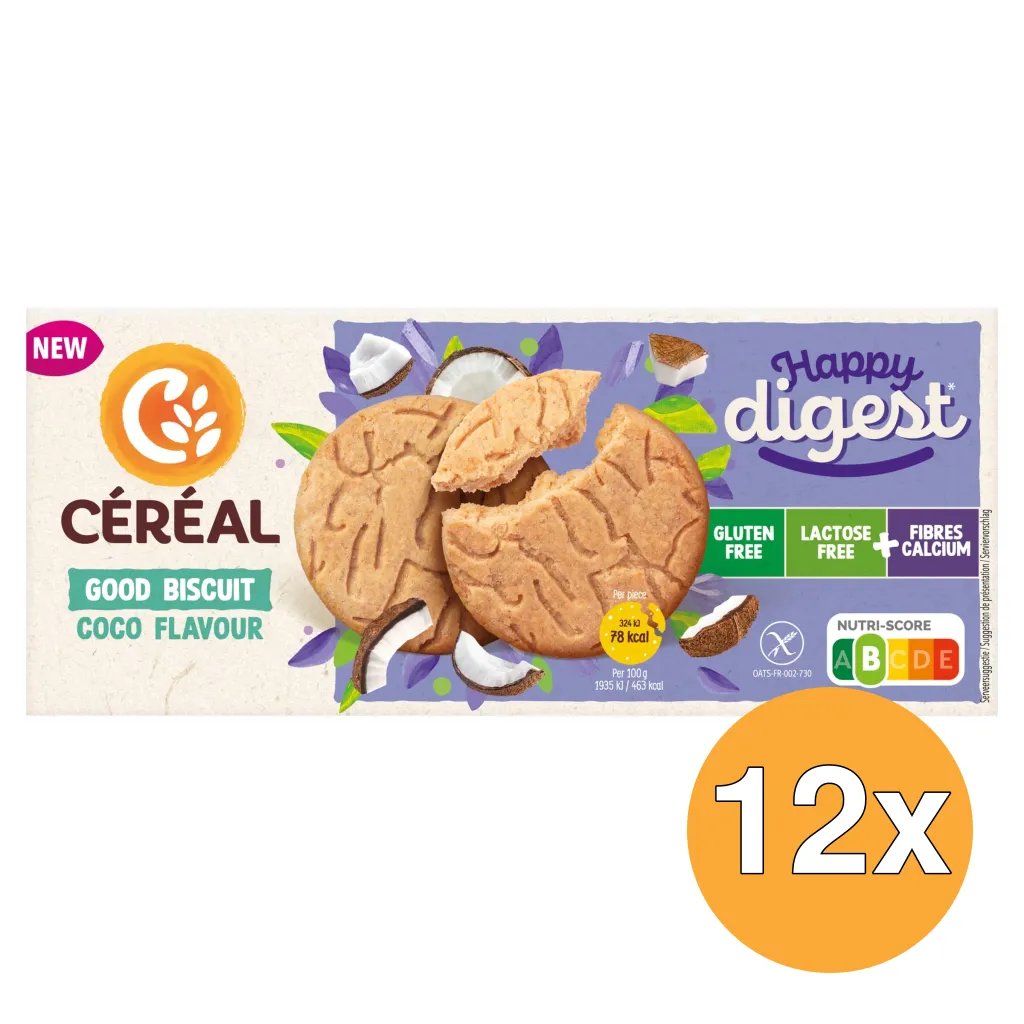 12x Céréal Happy Digest Good Biscuit Cocos (3 x 50 gr)