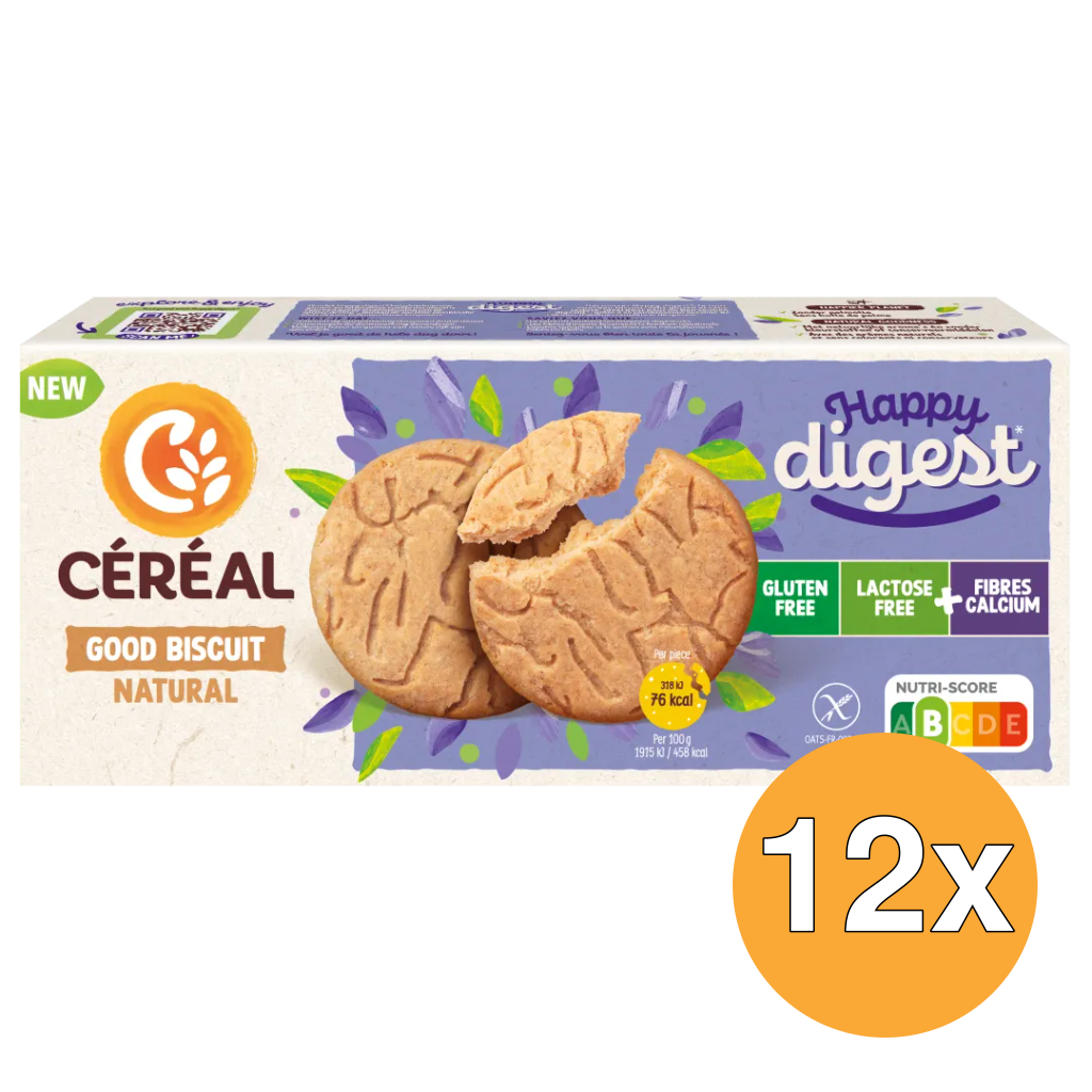 12x Céréal Happy Digest Good Biscuit Naturel (3 x 3 stuks)
