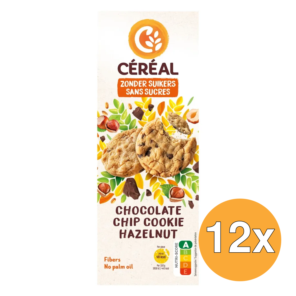 12x Céréal Chocolate Chip Cookies Hazelnut (130 gr)