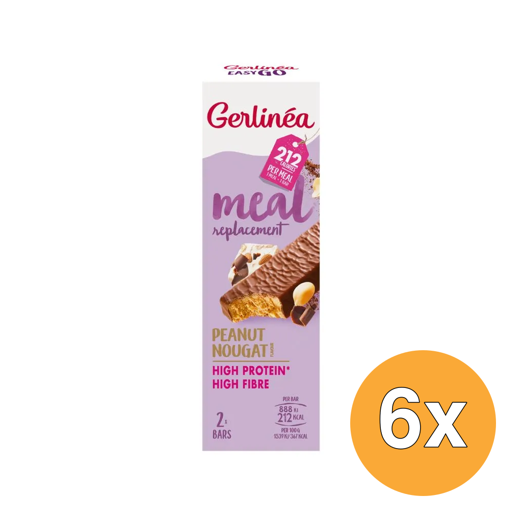 6x Gerlinéa Easy Go Afslank Maaltijdrepen Pinda Nougat (2 x 58 gr)