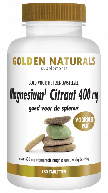 Golden Naturals Magnesium Citraat 400mg Tabletten (180 vegetarische tabletten)
