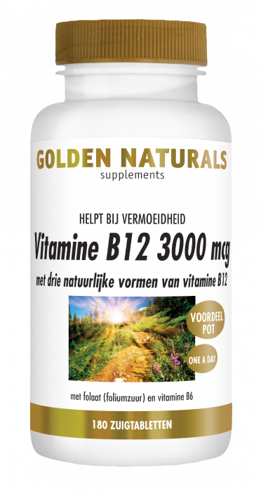 Golden Naturals B12 3000mcg Zuigtabletten (180 zuigtabletten)