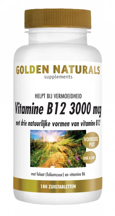 Golden Naturals B12 3000mcg Zuigtabletten (180 zuigtabletten)