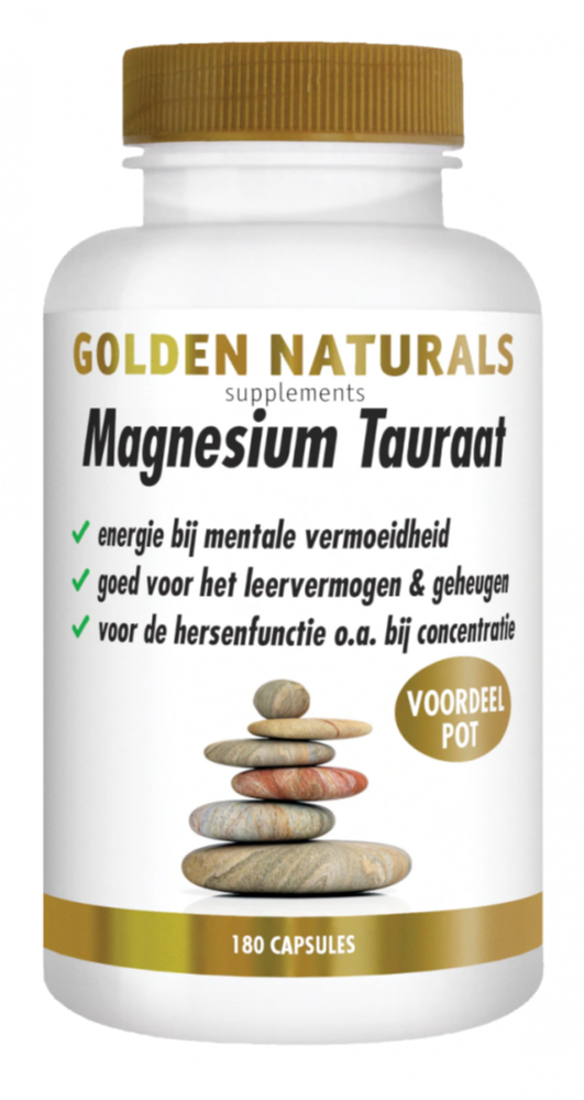 Golden Naturals Magnesium Tauraat Capsules (180 vegetarische capsules)