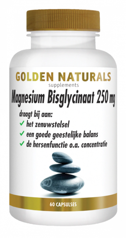 Golden Naturals Magnesium Bisglynaat 250mg Capsules (60 vegetarische capsules)