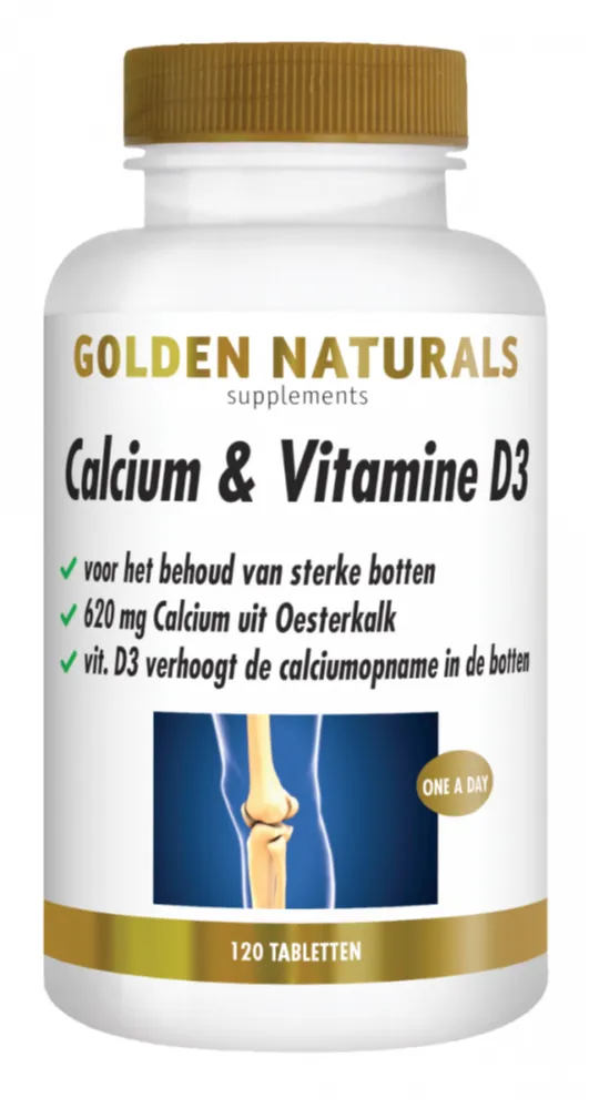 Golden Naturals Calcium & Vitamine D3 Tabletten (120 tabletten)