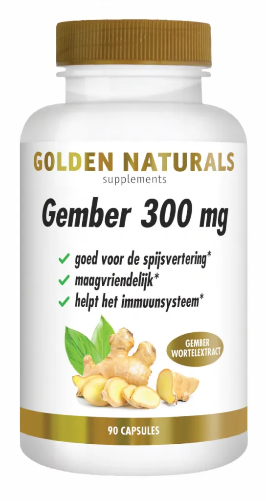 Golden Naturals Gember 300 mg Capsules (90 vegetarische capsules)
