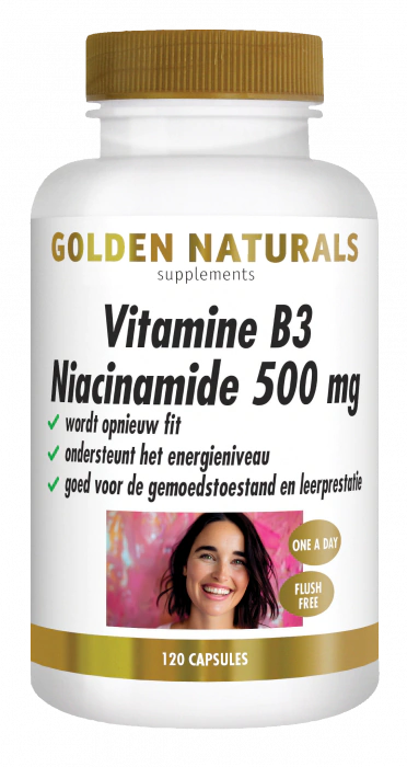 Golden Naturals Vitamine B3 Niacinamide 500 mg Capsules (120 vegetarische capsules)