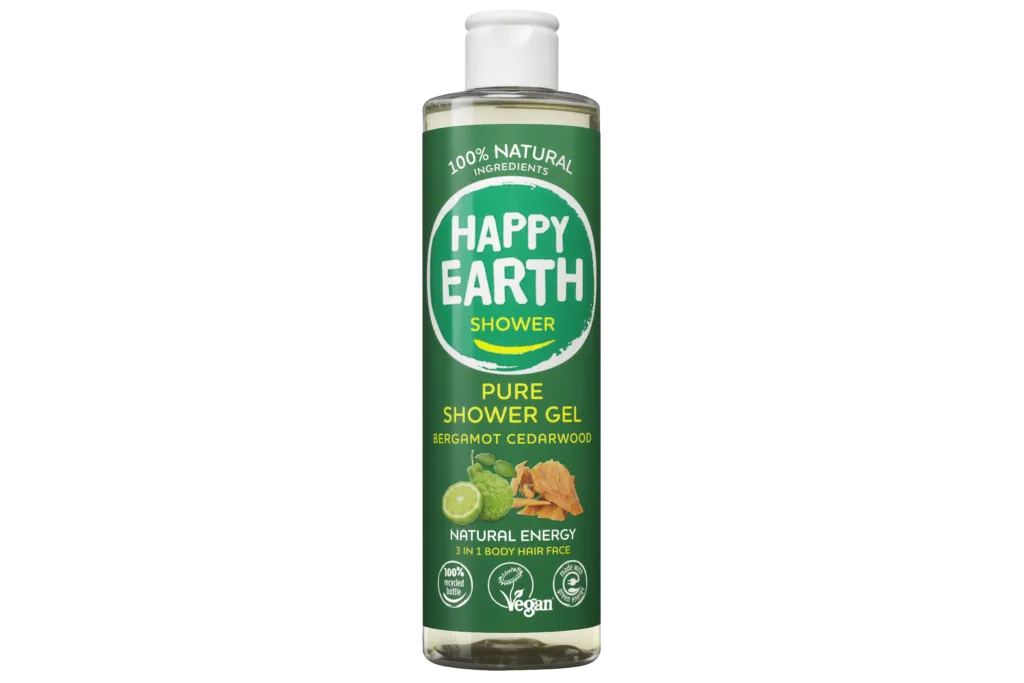 Happy Earth Douchegel Bergamot Cedarwood (300 ml)