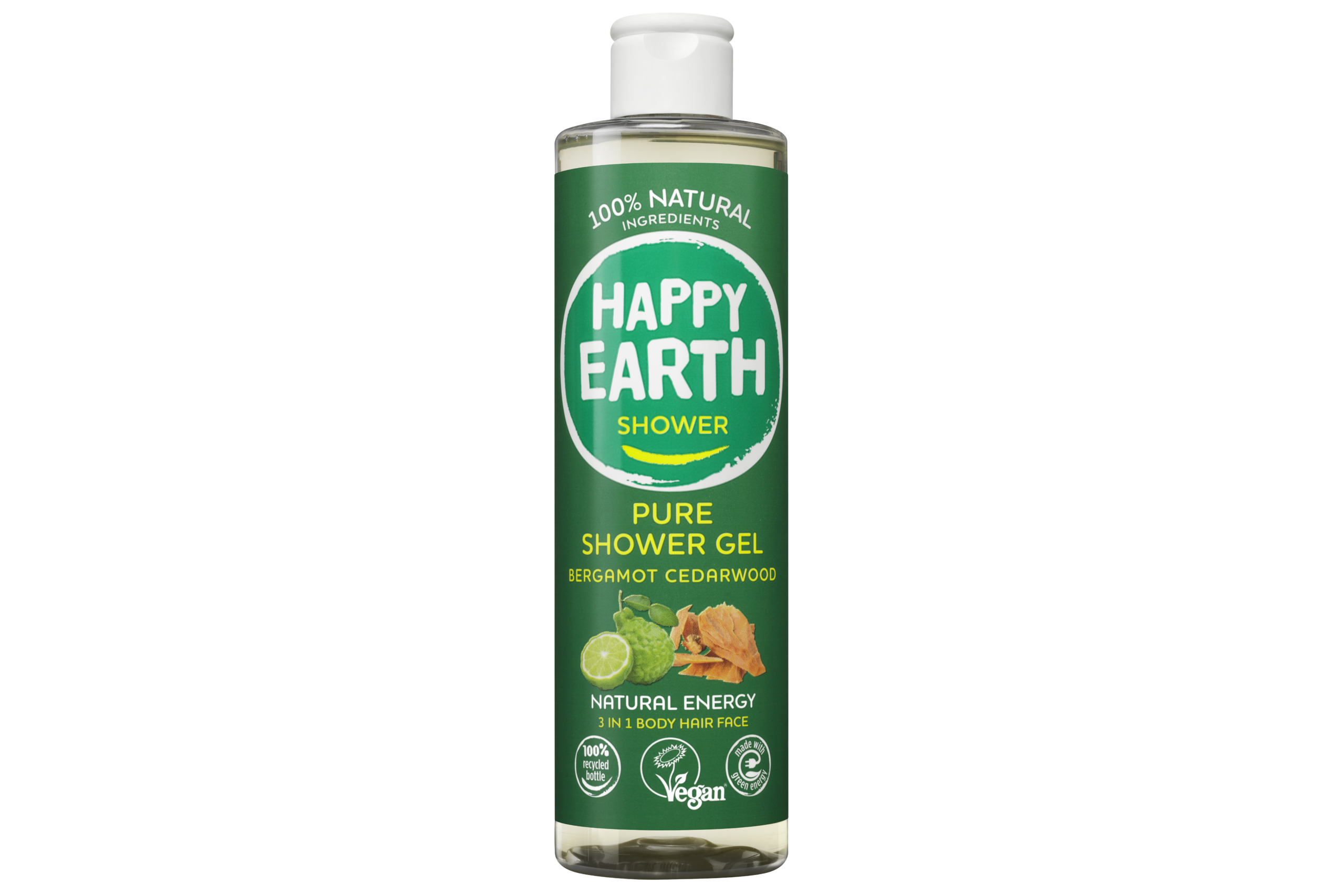 Happy Earth Douchegel Bergamot Cedarwood (300 ml)