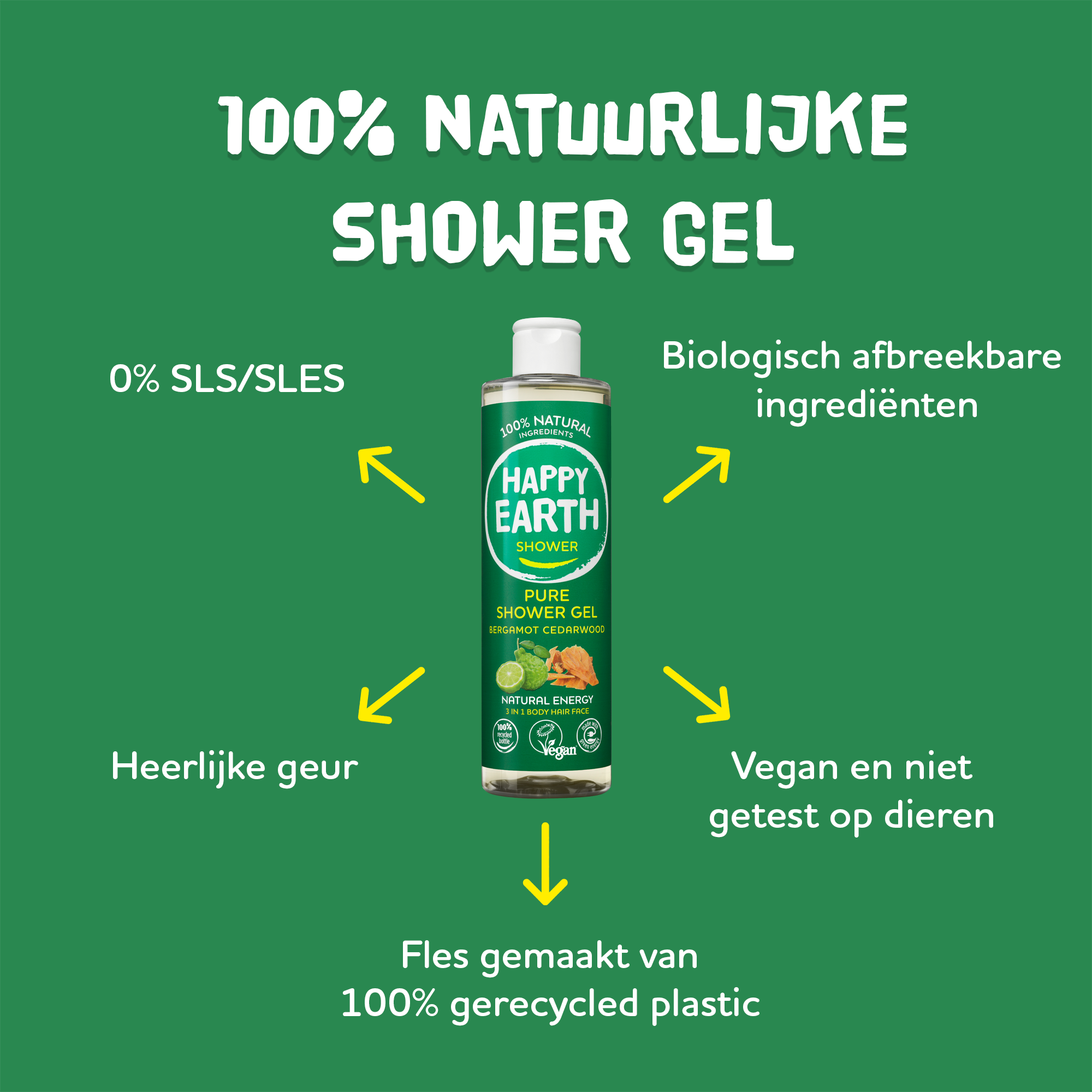 Happy Earth Douchegel Bergamot Cedarwood (300 ml) - image 2