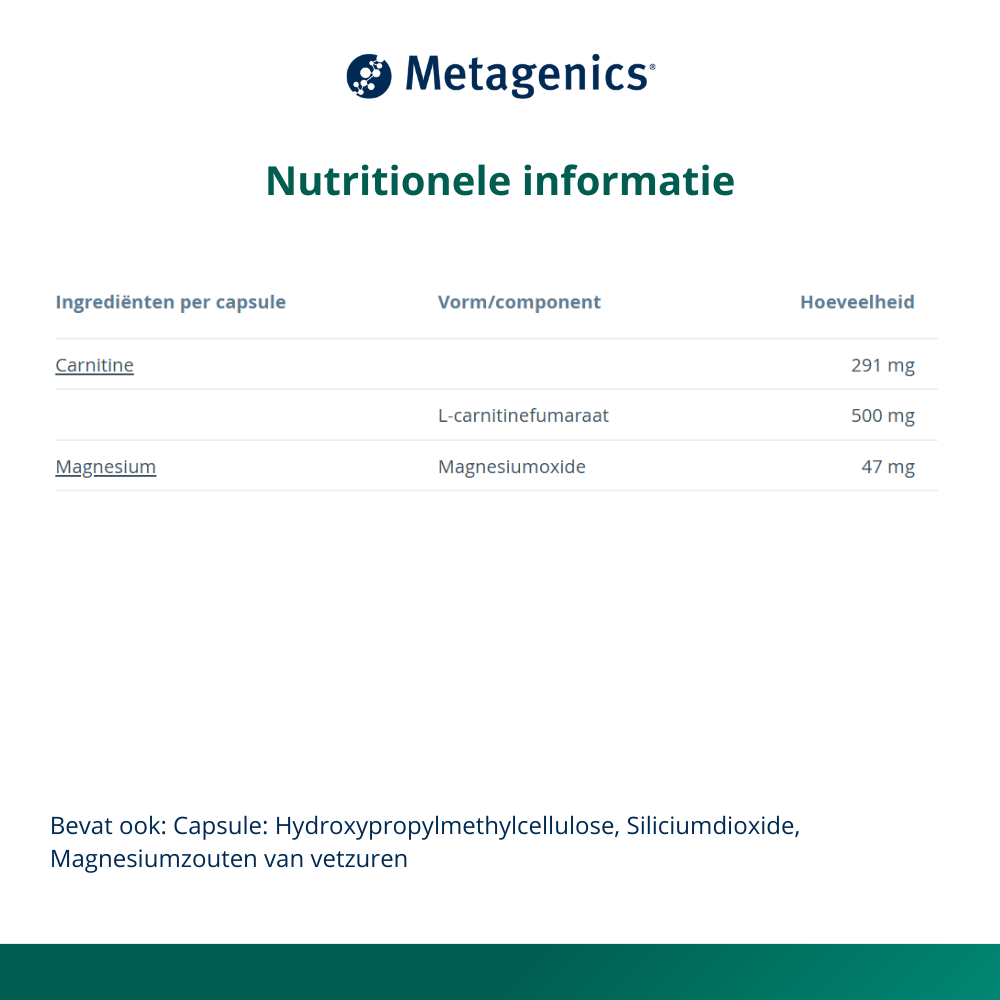 Metagenics L Carnitine Vega NF (60 capsules) - image 4