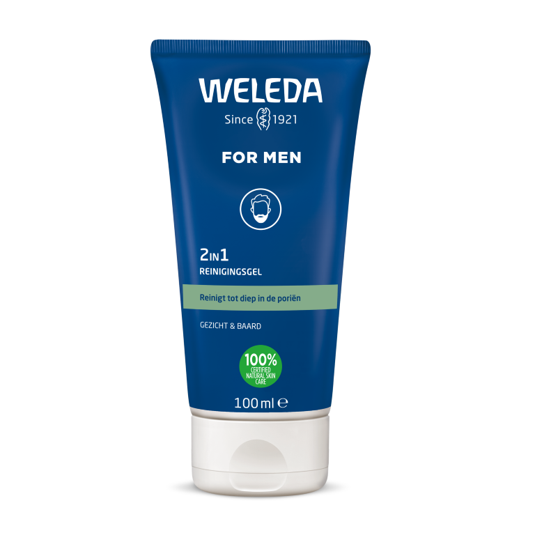 WELEDA Men 2 in1 reinigingsgel gezicht en baard (100 ml)