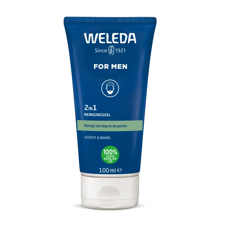 WELEDA Men 2 in1 reinigingsgel gezicht en baard (100 ml)