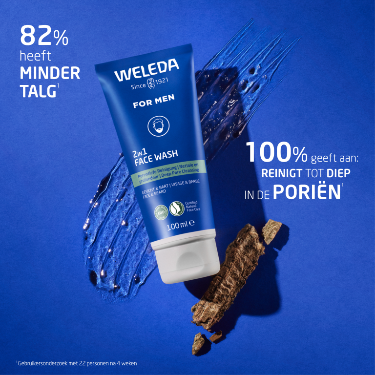 WELEDA Men 2 in1 reinigingsgel gezicht en baard (100 ml)