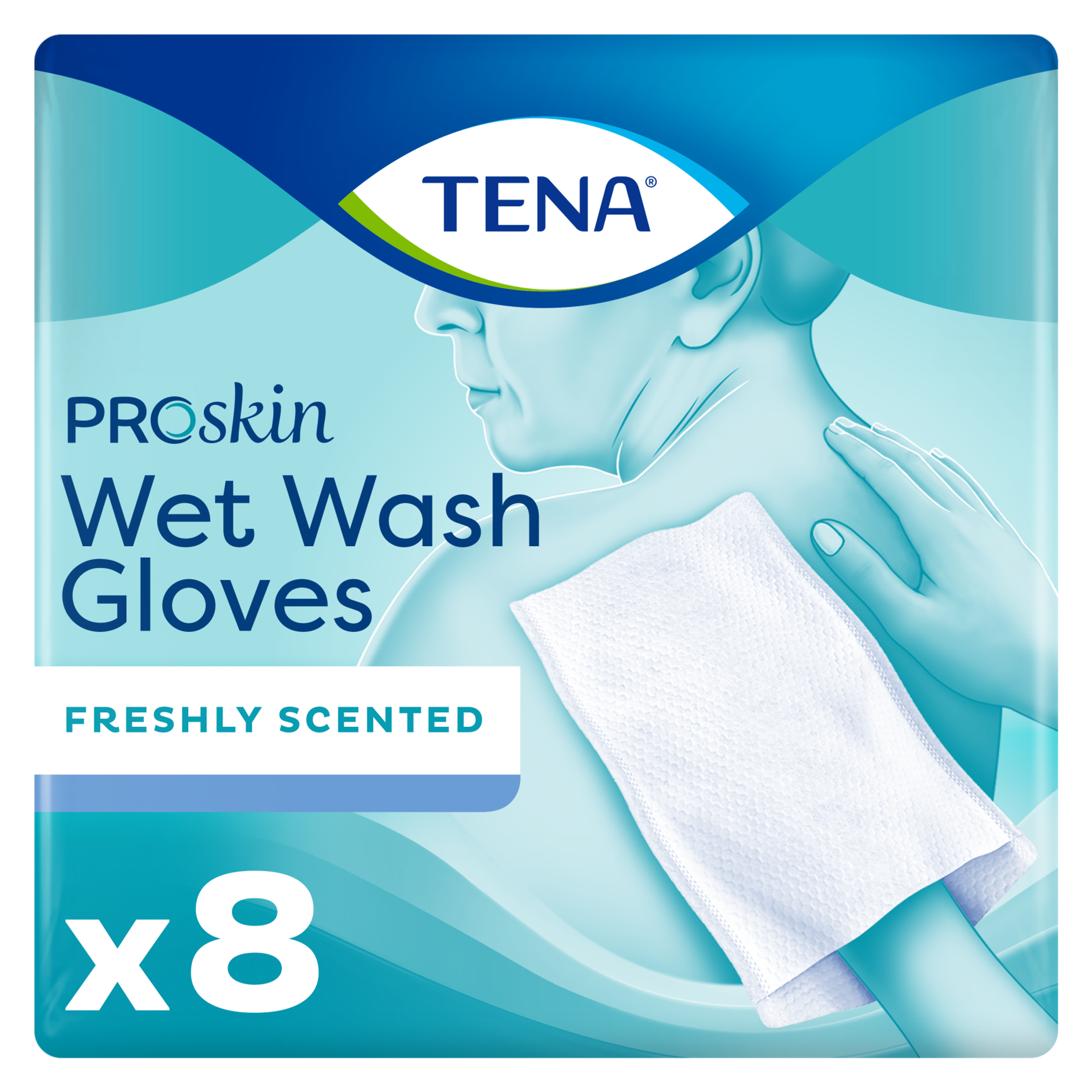 Tena Wet Wash Glove Freshly Scented (8 stuks)
