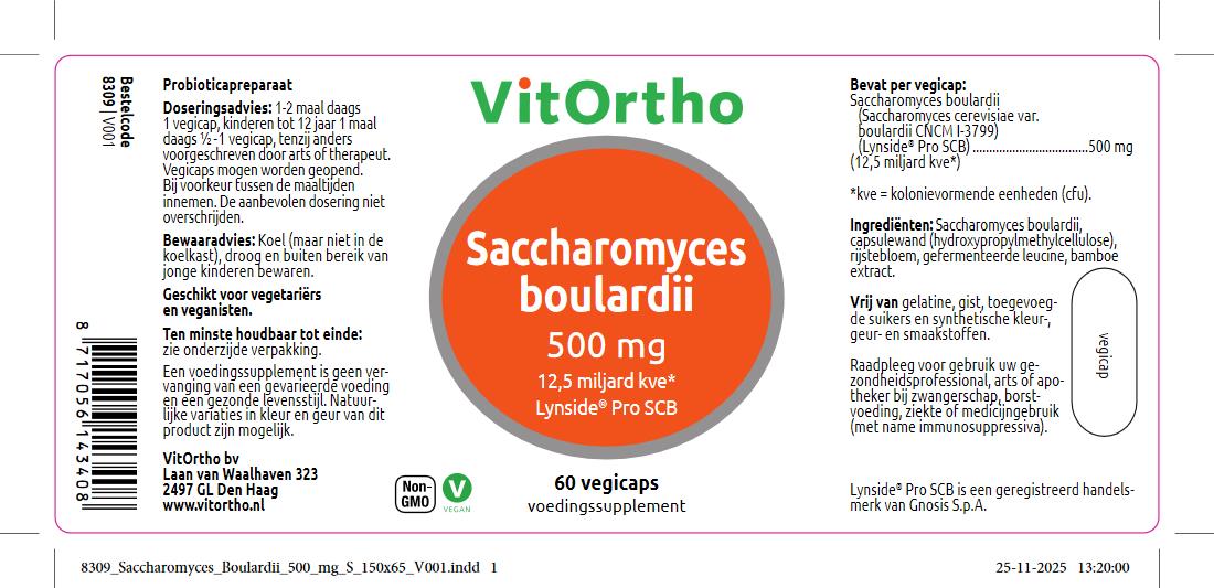 VitOrtho Saccharomyces Boulardii 500 mg (60 vega capsules)