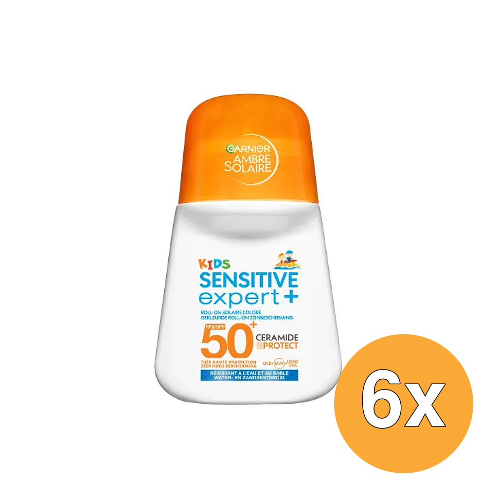 6x Garnier Ambre Solaire Sensitive Expert Kids Gekleurde Roller Spf50+ (6 x 50 ml)