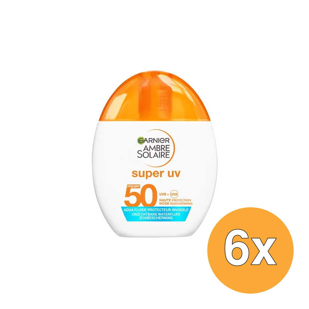 6x Garnier Ambre Solaire Face Super Uv Water Fluid Spf50+ (6 x 40 ml)