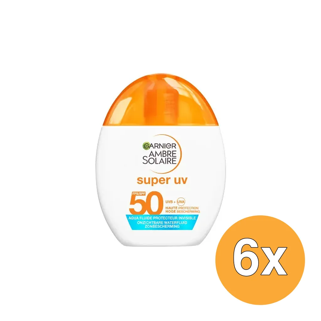 6x Garnier Ambre Solaire Face Super Uv Water Fluid Spf50+ (6 x 40 ml)