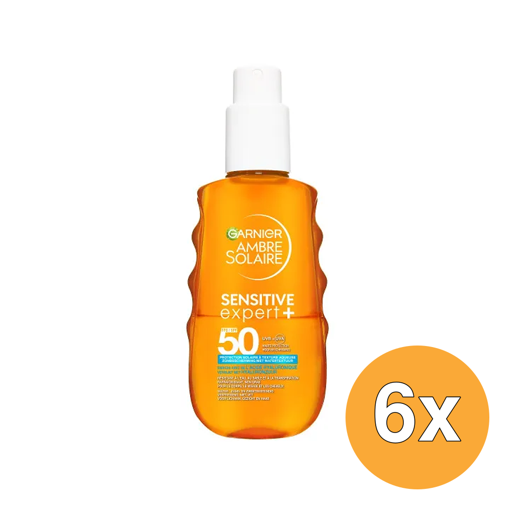 6x Garnier Ambre Solaire Sensitive Expert Hydraterend Met Watertextuur  Spf50 (6 x 150 ml)