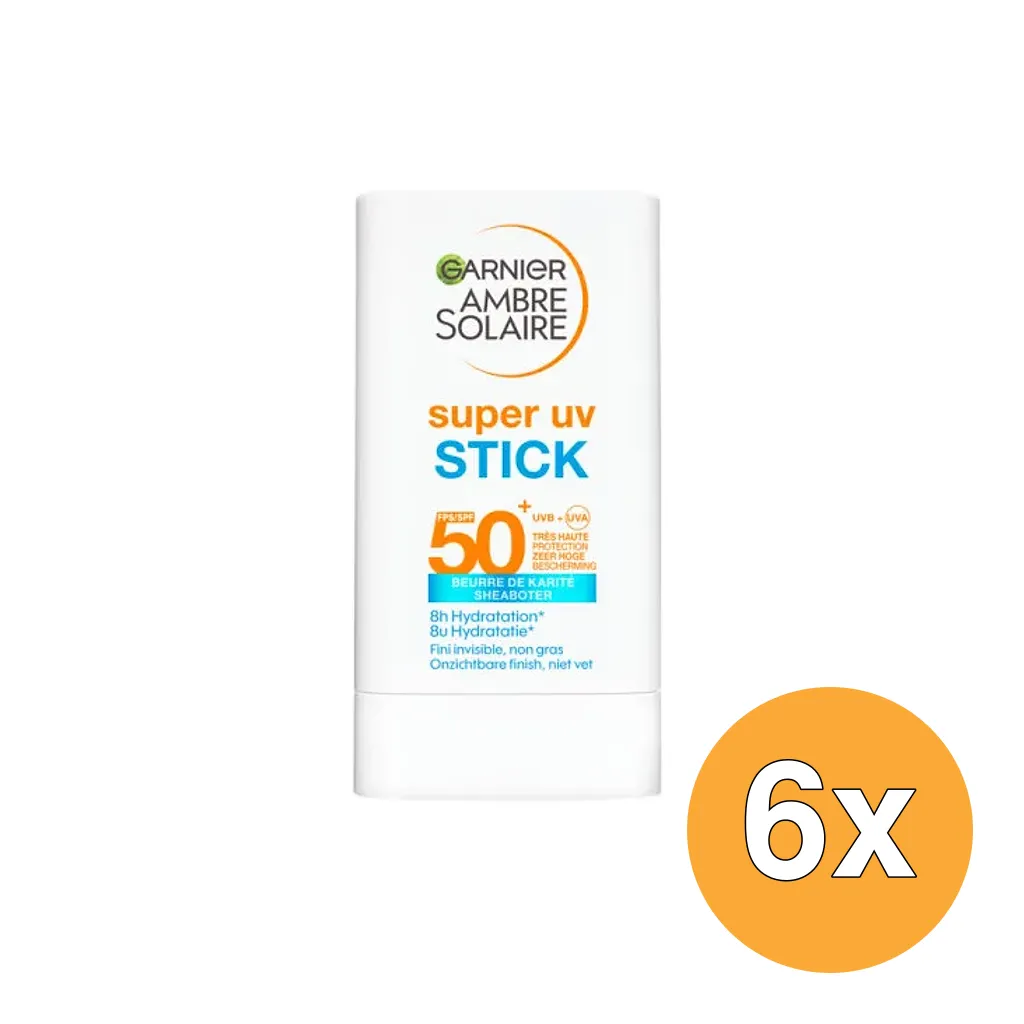 6x Garnier Ambre Solaire Sensitive Expert Gezicht Hydraterende Stickspf50+ (6 x 18 gr)