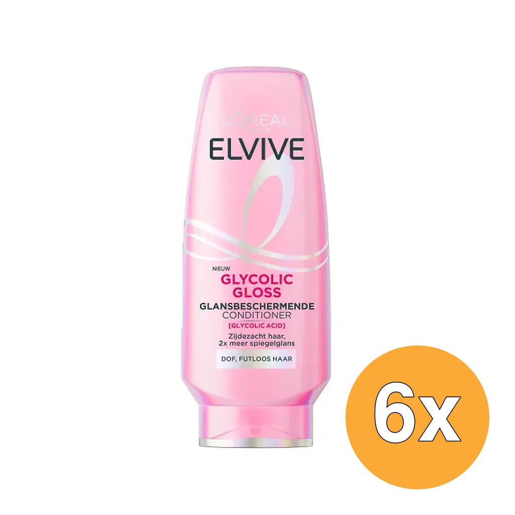 6x L'Oréal Paris Elvive Glycolic Gloss Conditioner (6 x 200 ml)