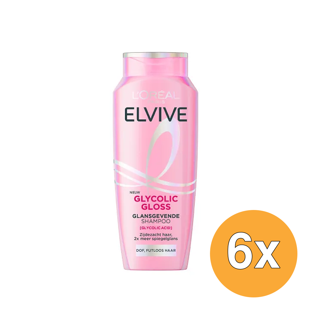 6x L'Oréal Paris Elvive Glycolic Gloss Shampoo (6 x 250 ml)