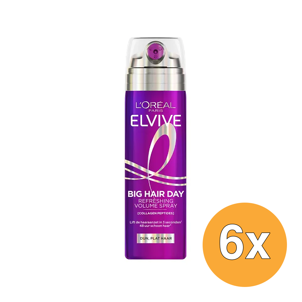 6x L'Oréal Paris Elvive Collagen Lifter Big Hair Dry Spray (6 x 200 ml)