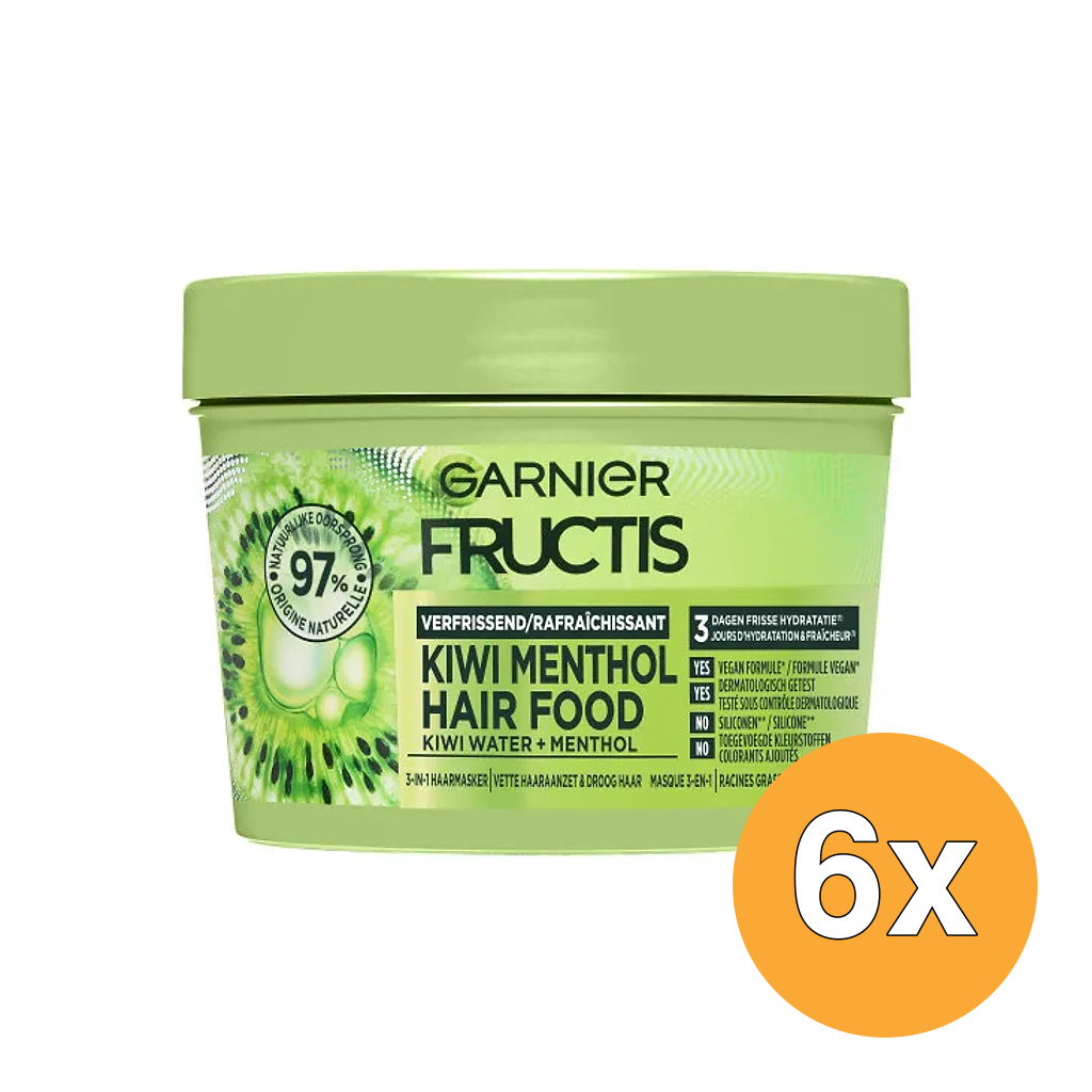 6x Garnier Fructis Hair Food Masker 3In1 Kiwi (6 x 400 ml)