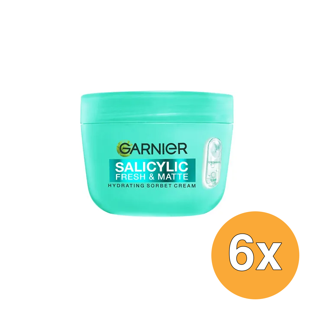 6x Garnier Skin Active Salicylic Fresh & Matte Sorbet Creme (6 x 85 ml)