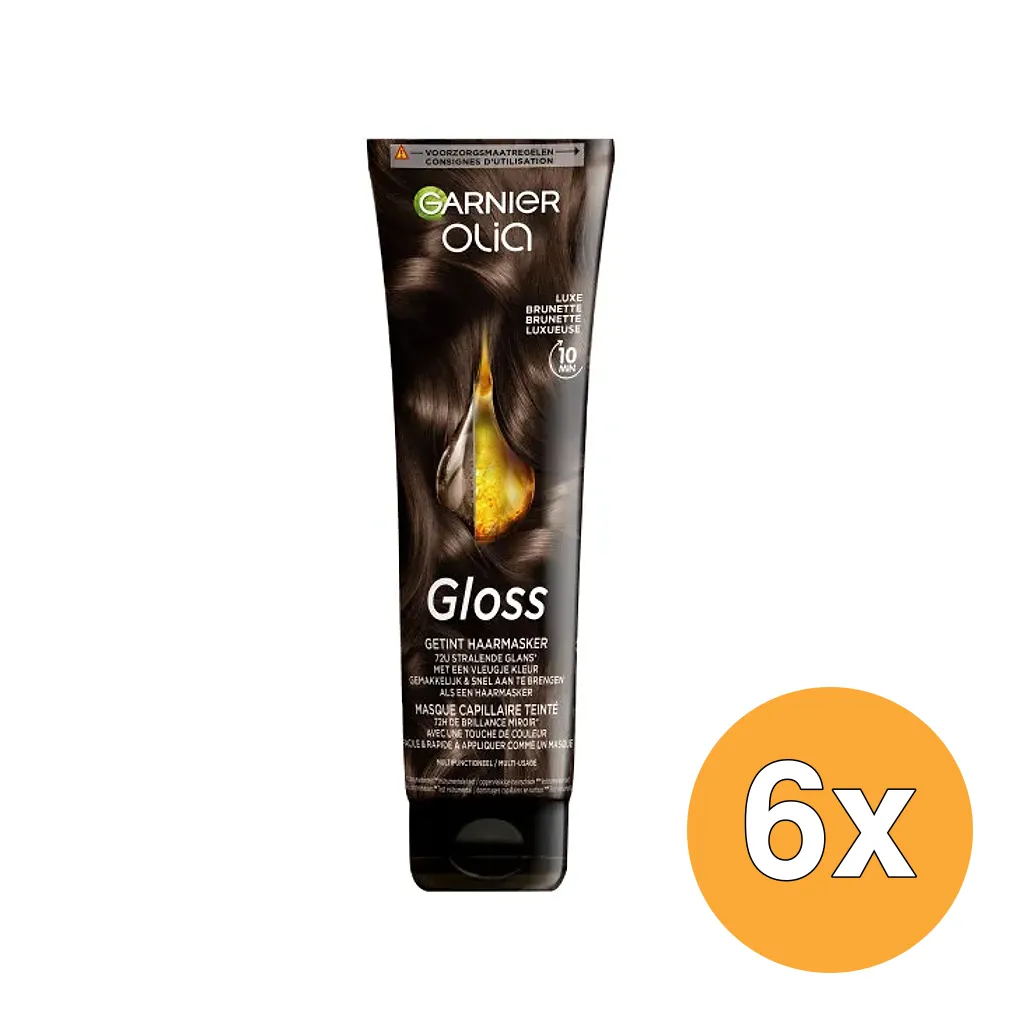 6x Garnier Olia Gekleurd Haarmasker Luxe Brunette (6 x 150 ml)