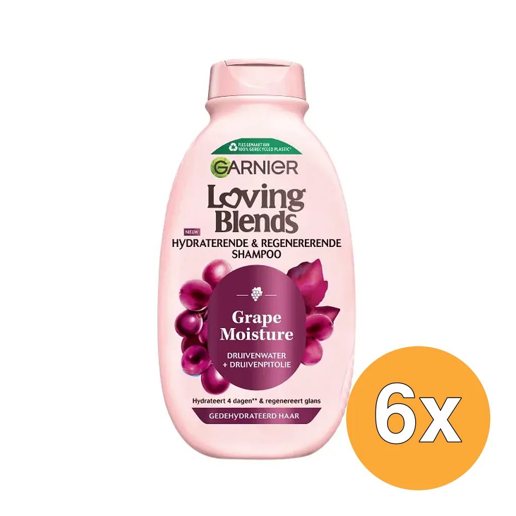 6x Garnier Loving Blends Shampoo Grape Moisture (6 x 300 ml)