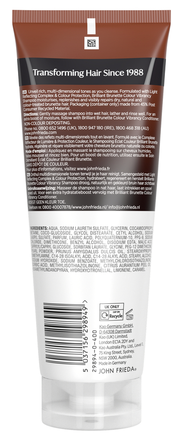 John Frieda Brilliant Brunette Colour Vibrancy Shampoo (250 ml)