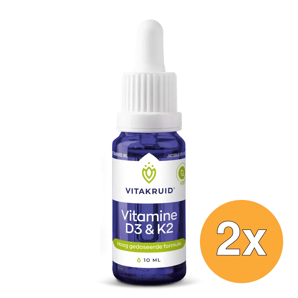 2x Vitakruid Vitamine D3 & K2 (MenaQ7®) met Druppelpipet (10 ml)