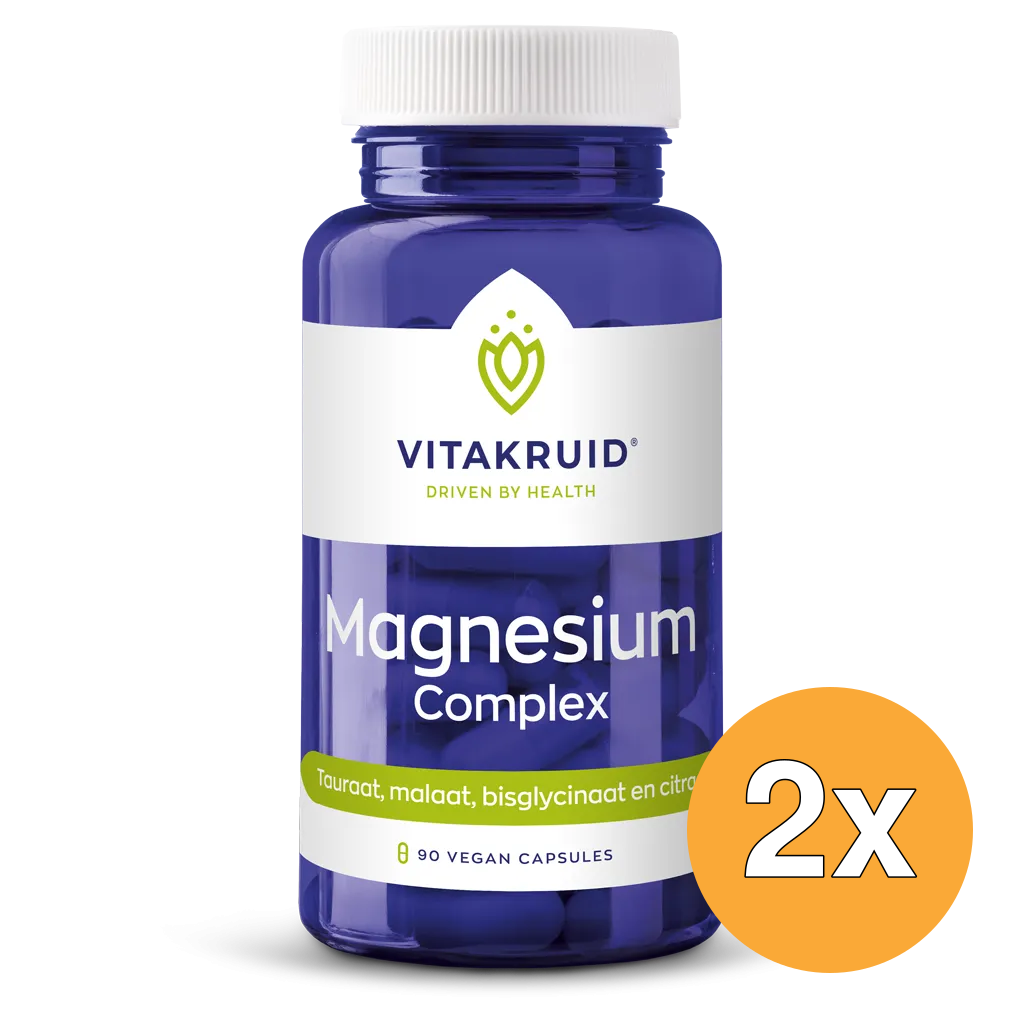 2x Vitakruid Magnesium Complex Tauraat Malaat Bisglycinaat (90 vega capsules)