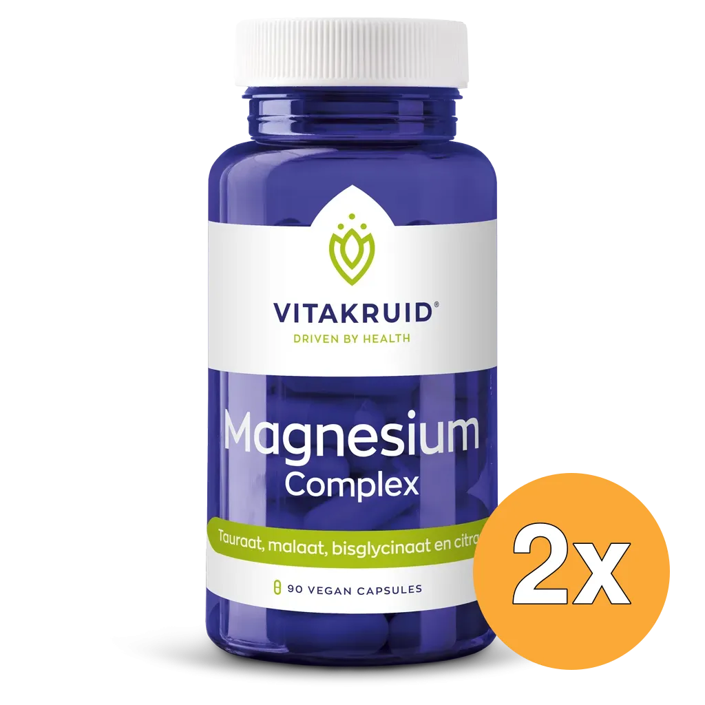2x Vitakruid Magnesium Complex Tauraat Malaat Bisglycinaat (90 vega capsules)