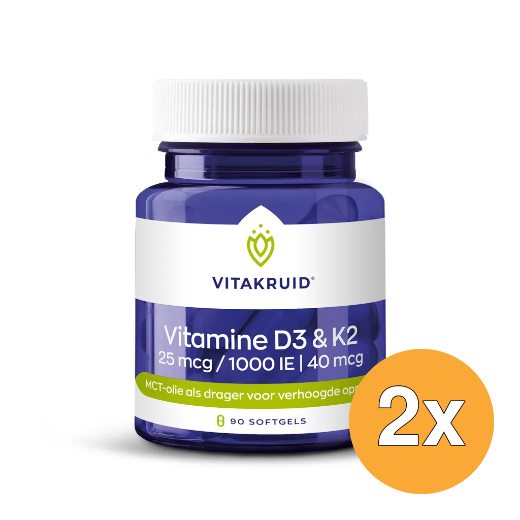 2x Vitakruid Vitamine D3 & K2 (90 softgels)