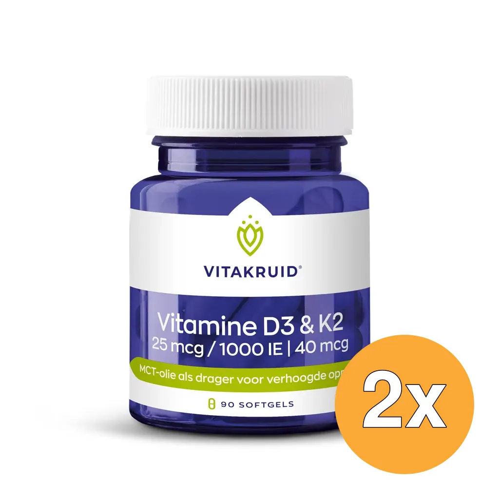 2x Vitakruid Vitamine D3 & K2 (90 softgels)