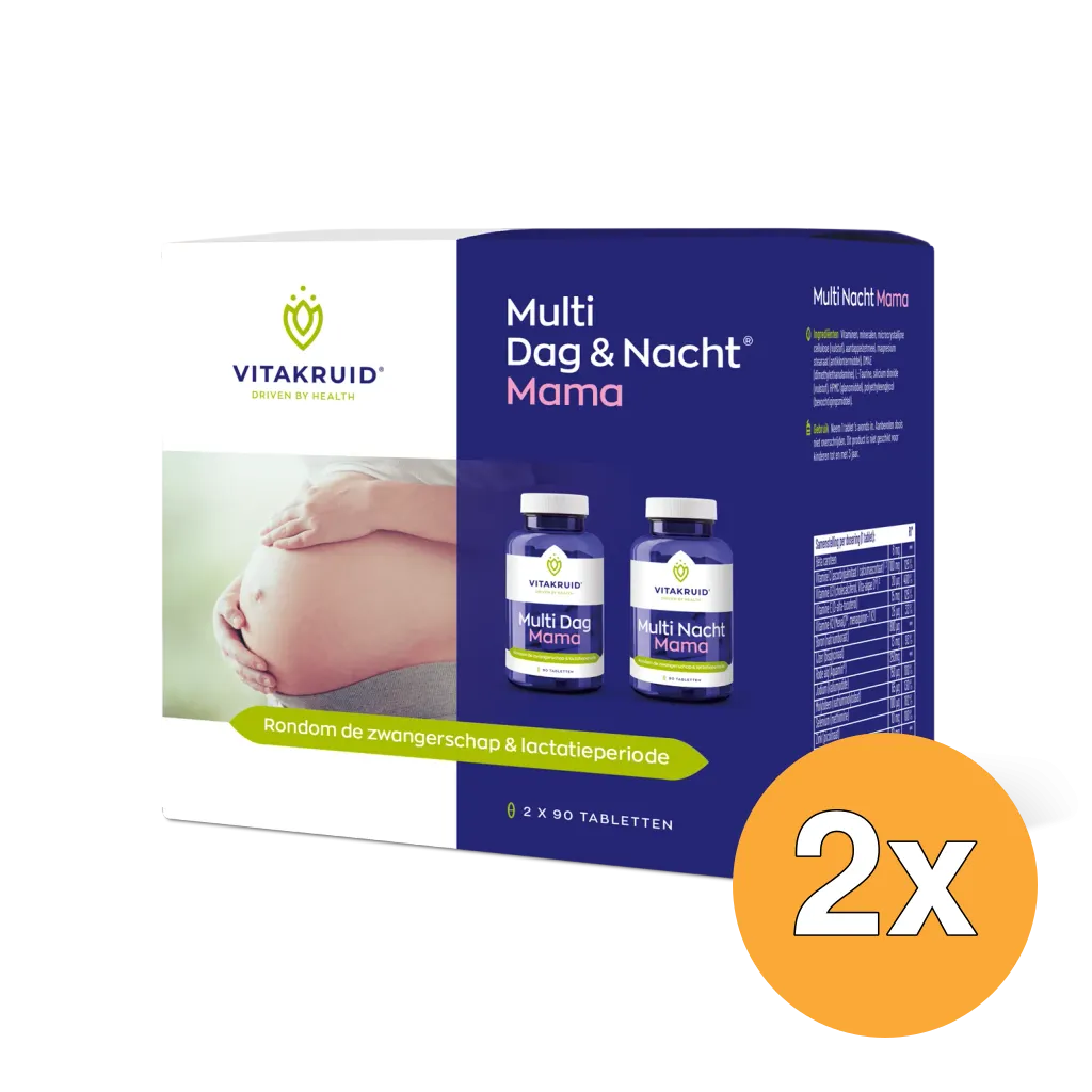 2x Vitakruid Multi Dag & Nacht Mama 100% Vegan (2 x 90 tabletten)