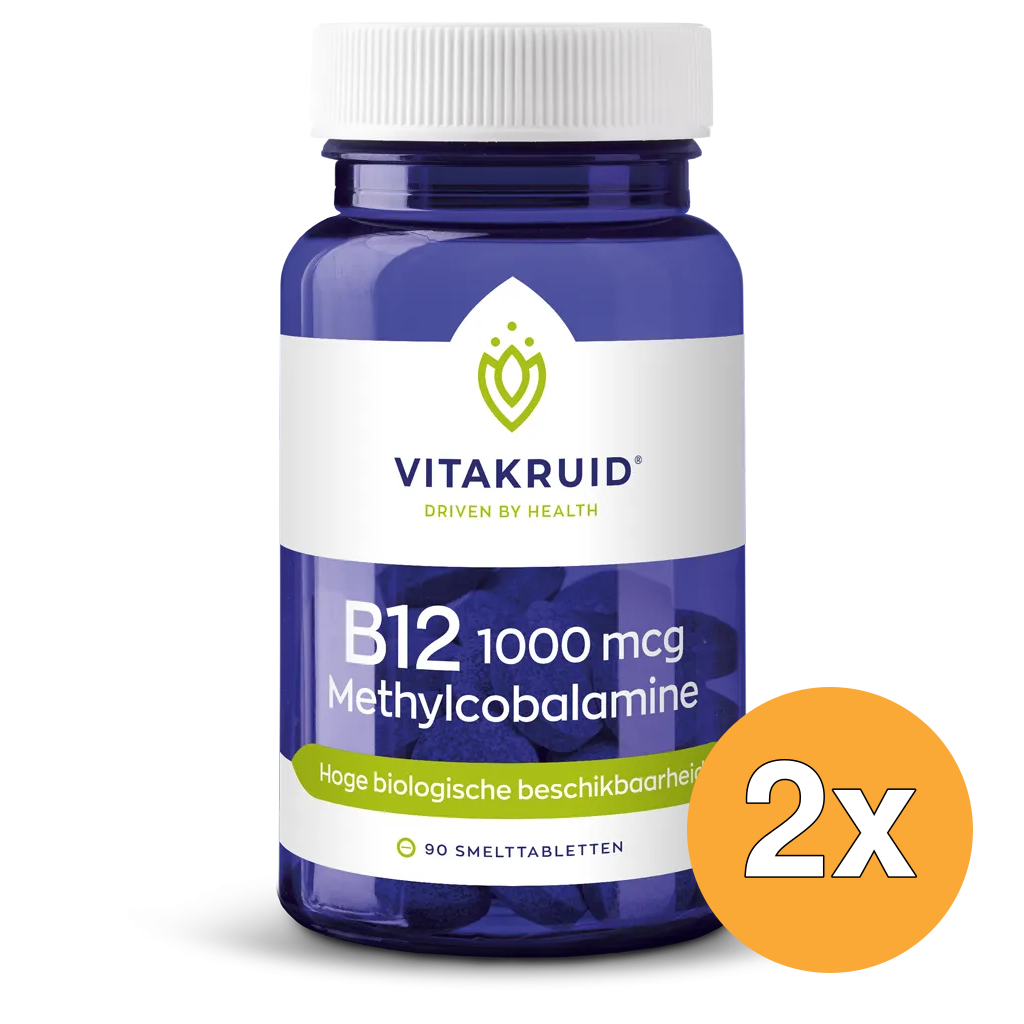 2x Vitakruid B12 1000 mcg Actief Methylcobalamine Vitamine (90 stuks)