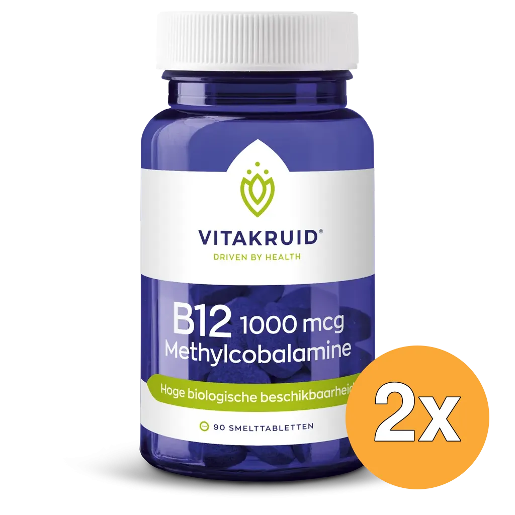 2x Vitakruid B12 1000 mcg Actief Methylcobalamine Vitamine (90 stuks)