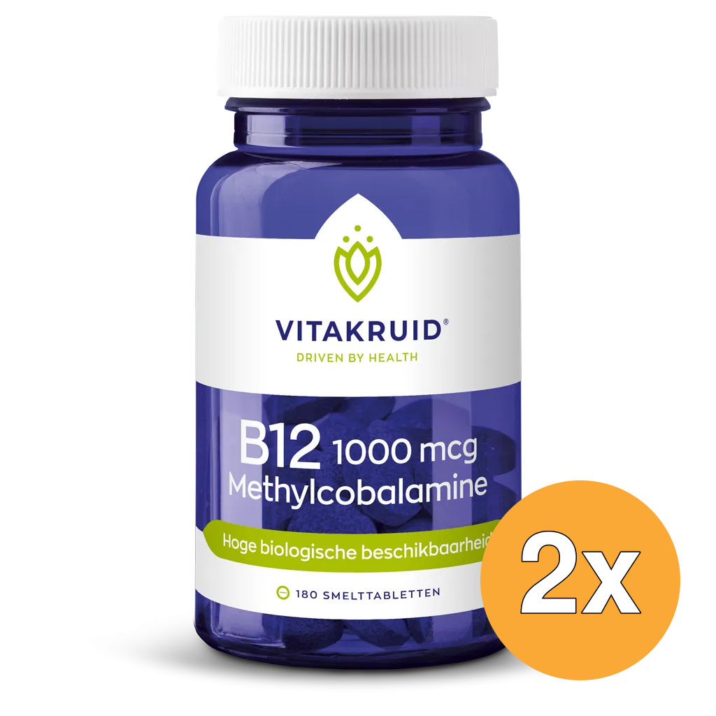 2x Vitakruid B12 1000 mcg Actief Methylcobalamine Vitamine (180 stuks)