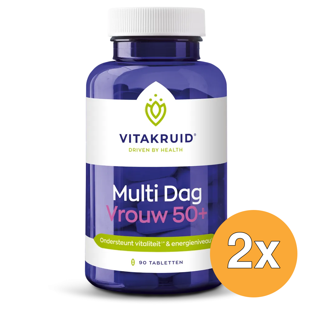 2x Vitakruid Multi Dag Vrouw 50+ 100% Vegan (90 tabletten)