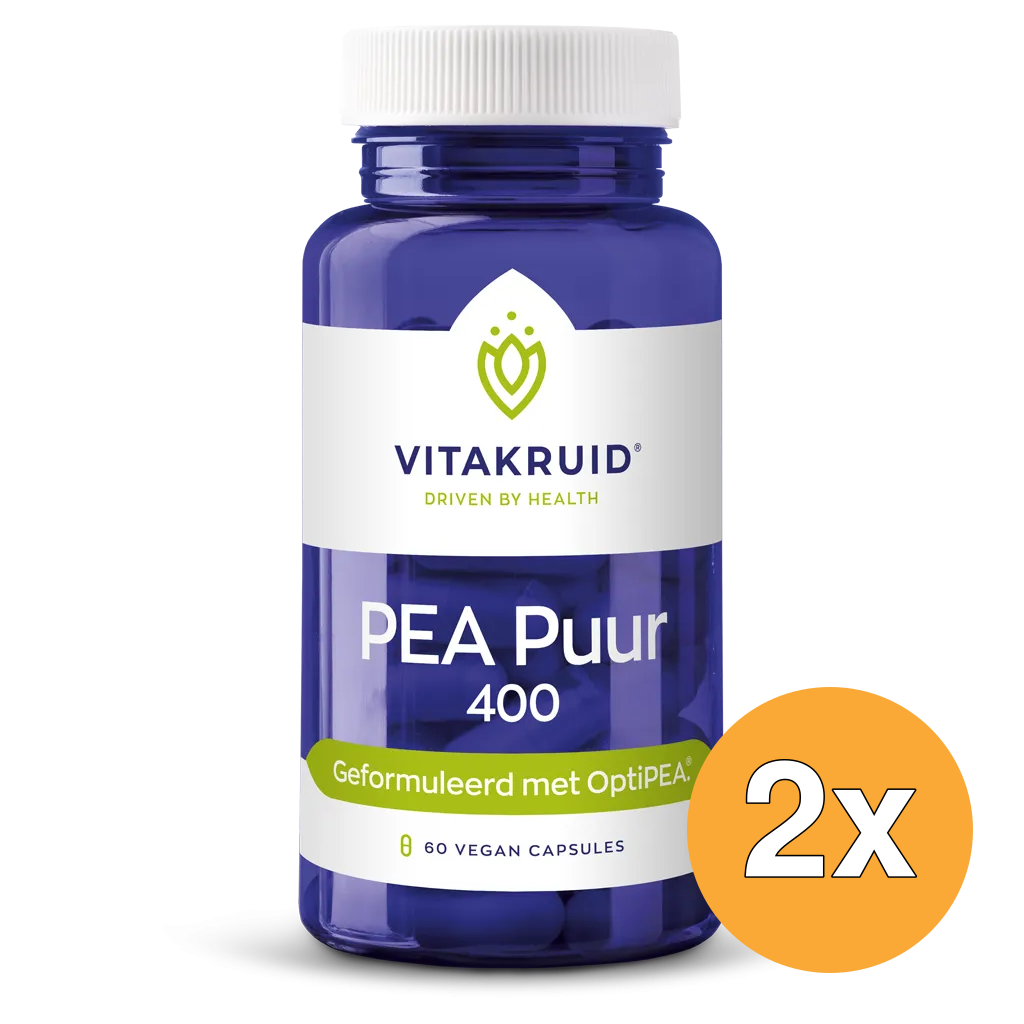 2x Vitakruid PEA Puur 400 Optipea® Palmitoylethanolamide (60 vega capsules)