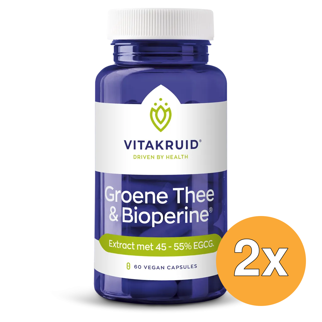 2x Vitakruid Groene Thee & Bioperine® >50% EGCG >80% Catechines (60 vega capsules)